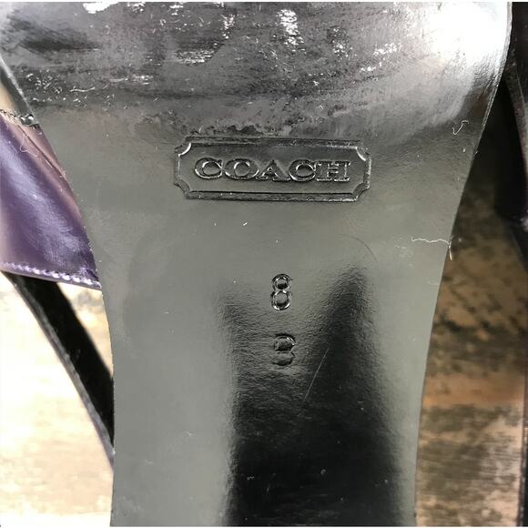 COACH VTG Italian Leather Slingback Pump Heels Sz 8 B Black/Plum Party Rare Y2K - Picture 11 of 11